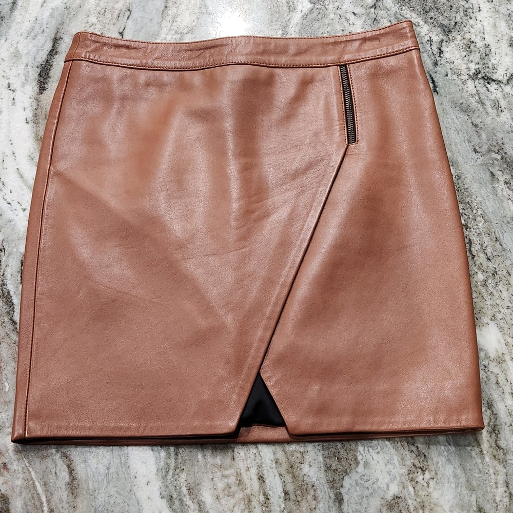 Mason brown leather skirt